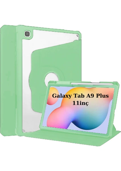 Samsung Galaxy Tab A9 Plus X210 X213 X215 X217 Kılıf Termik Kalem Bölmeli Dönebilen Standlı Kılıf