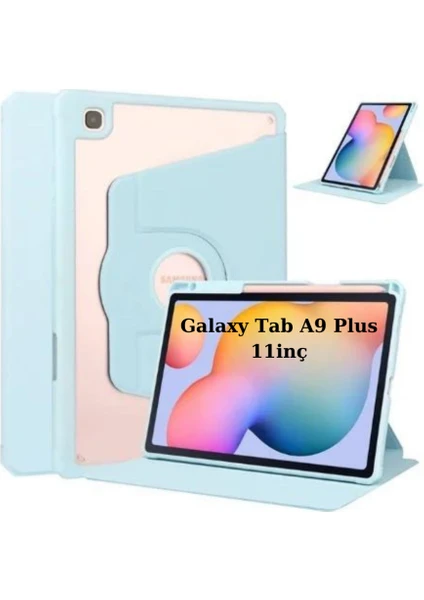 Samsung Galaxy Tab A9 Plus X210 X213 X215 X217 Kılıf Termik Kalem Bölmeli Dönebilen Standlı Kılıf