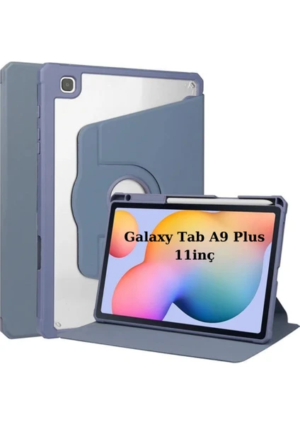 Samsung Galaxy Tab A9 Plus X210 X213 X215 X217 Kılıf Termik Kalem Bölmeli Dönebilen Standlı Kılıf