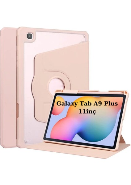 Samsung Galaxy Tab A9 Plus X210 X213 X215 X217 Kılıf Termik Kalem Bölmeli Dönebilen Standlı Kılıf