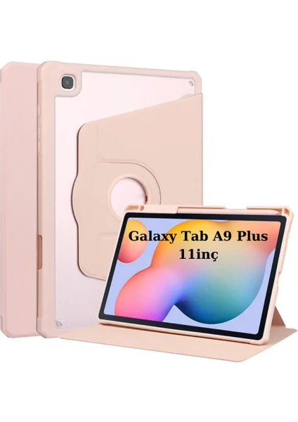 Samsung Galaxy Tab A9 Plus X210 X213 X215 X217 Kılıf Termik Kalem Bölmeli Dönebilen Standlı Kılıf