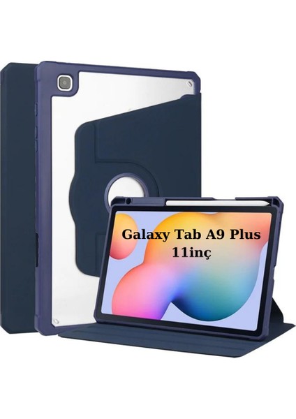 Samsung Galaxy Tab A9 Plus X210 X213 X215 X217 Kılıf Termik Kalem Bölmeli Dönebilen Standlı Kılıf