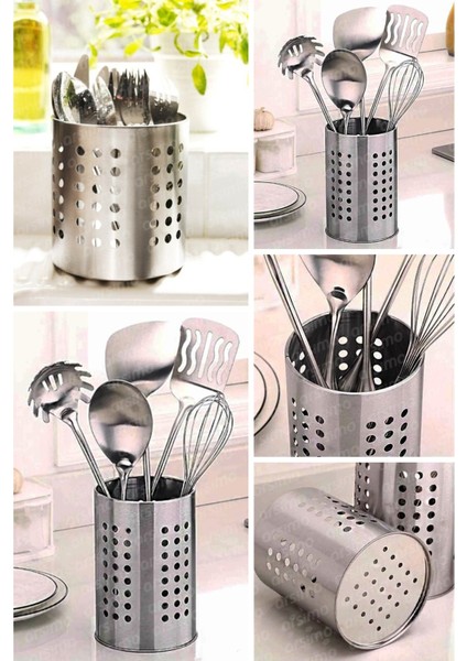 Metal Silindir Kaşıklık Tezgah Üstü Servis Standı