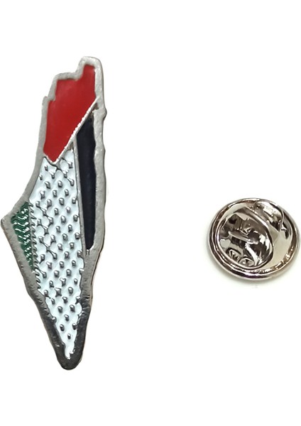 Filistin Haritası Tasarımlı Renkli Gümüş Renk Metal 1 Paket 6'lı Yaka Rozeti modelleri