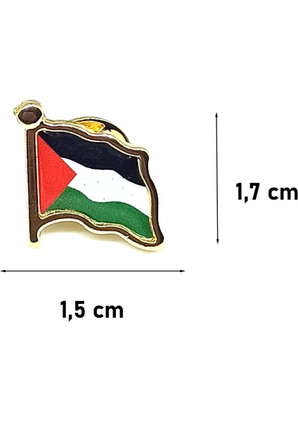 Damla Etiket Filistin Bayrak Görselli Gold Renk Metal Yaka Rozeti 1 Paket 6'lı fiyatları
