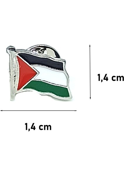Renkli Filistin Bayrağı Tasarımlı Gümüş Renk Metal Yaka Rozeti 1 Adet