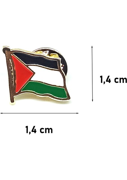 Renkli Filistin Bayrağı Tasarımlı Gold Renk Metal Yaka Rozeti 1 Paket 12'li