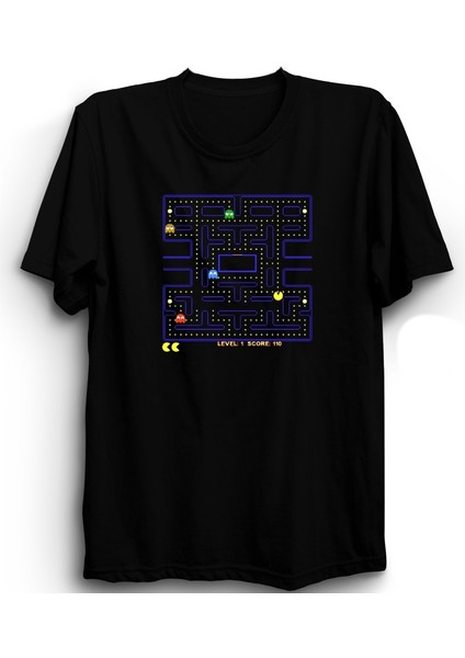 Pacman, Retro Games, Vintage, Blue Line, Game, Oyun Tişörtü