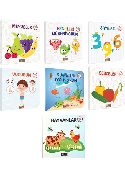 Kids Babies Ilk Kitaplarım Türkçe / Ingilizce Temel Kelimeler 7'li Set  15*15 cm