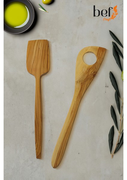 Tahta Kaşık Ahşap Kaşık Spatula Ahşap Servis Seti Sunum Seti Zeytin Ağacı Mutfak Gereçleri Seti