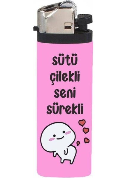 Çakmak Sütü Çilekli Seni Sürekli Full Kaplamalı Gazlı Çakmak