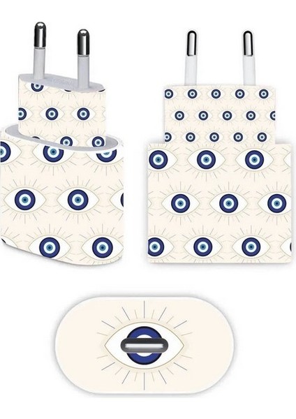 Iphone 20w Uyumlu Nazar Savar Baskılı Full Kaplama Şarj Etiketi