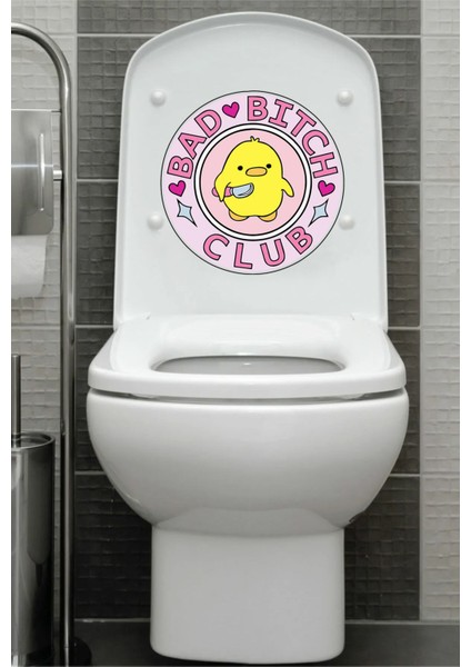 Belalı Civciv Bad Club Klozet Kapağı Sticker Banyo Wc Sticker