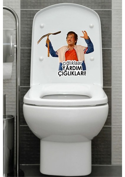 Yardım Çığlıkları Klozet Kapağı Sticker Banyo Wc Sticker