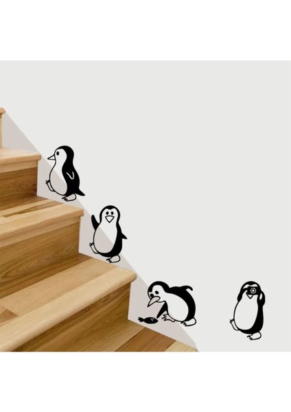 Penguen Dekoratif Duvar Süsü Sticker Etiket 4'Lü