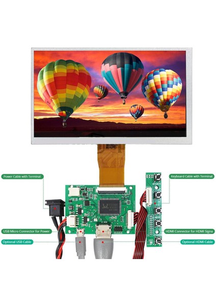 7 inch IPS 1024x600 Çözünürlüklü Dokunmatik LCD (HDMI Driver ve Raspberry PI Uyumlu Denetleyici Kart)