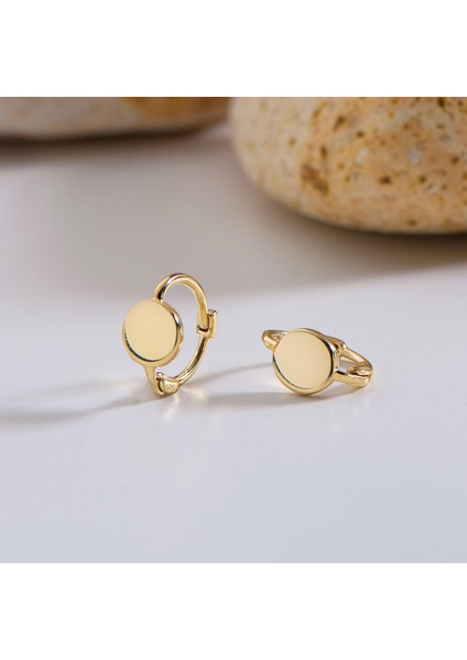 14 Ayar Modern Minik Yuvarlak Halka Altın Küpe 0,87 gr