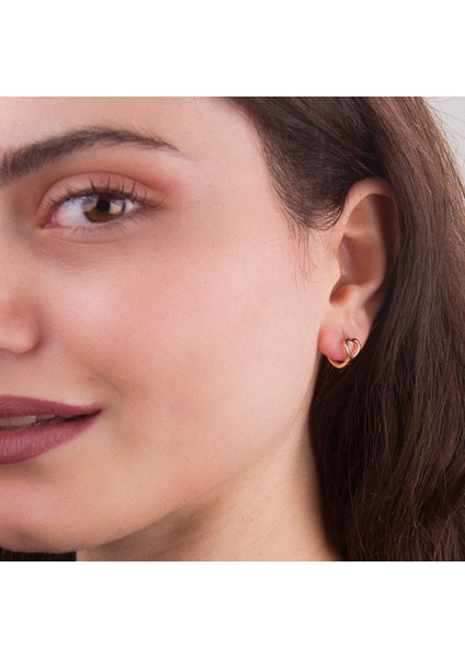 14 Ayar Minik Kalp Halka Altın Küpe modelleri