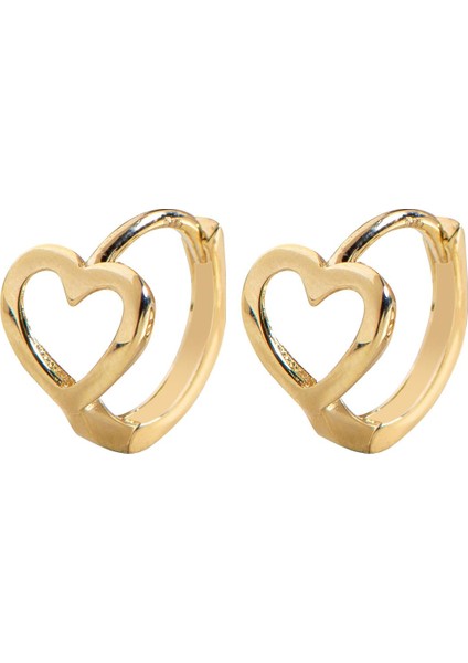 14 Ayar Minik Kalp Halka Altın Küpe fırsatları