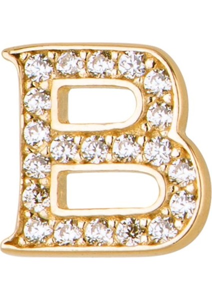 14 Ayar Altın Taşlı B Harf Küpe 0,65 gr modelleri