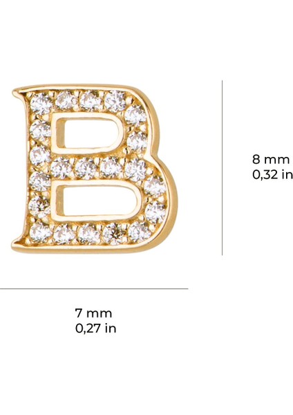 14 Ayar Altın Taşlı B Harf Küpe 0,65 gr fırsatları