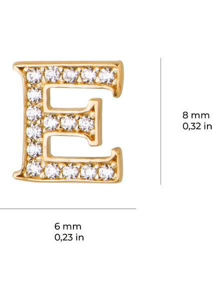 14 Ayar Altın Taşlı E Harf Küpe 0,58 gr fırsatları