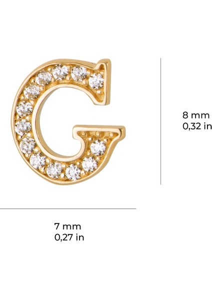 14 Ayar Altın Taşlı G Harf Küpe 0,54 gr modelleri
