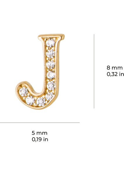 14 Ayar Altın Taşlı J Harf Küpe 0,43 gr modelleri