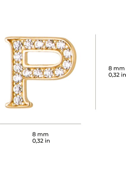 14 Ayar Altın Taşlı P Harf Küpe 0,55 gr fırsatları