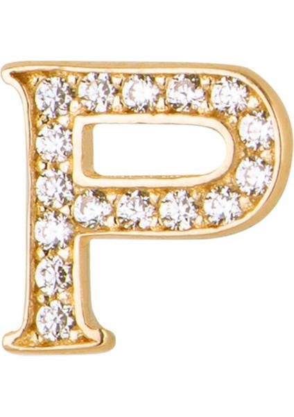 14 Ayar Altın Taşlı P Harf Küpe 0,55 gr modelleri