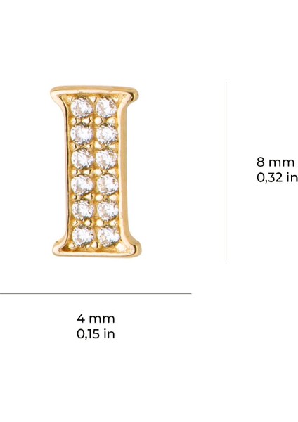 14 Ayar Altın Taşlı I Harf Küpe 0,46 gr modelleri