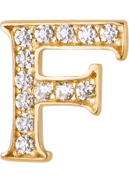 14 Ayar Altın Taşlı F Harf Küpe 0,52 gr modelleri