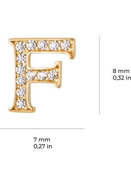 14 Ayar Altın Taşlı F Harf Küpe 0,52 gr fırsatları