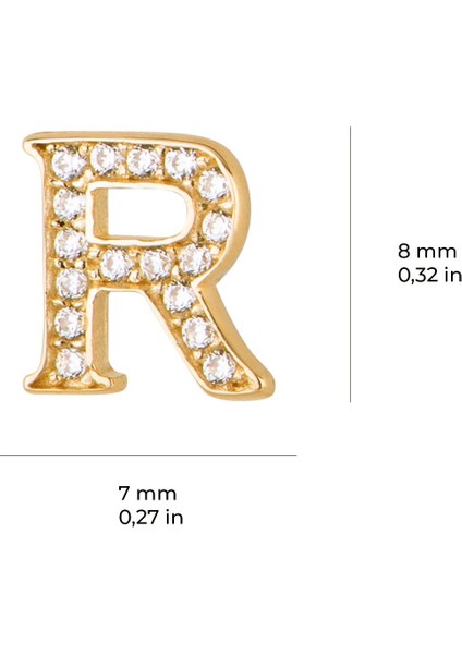 14 Ayar Altın Taşlı R Harf Küpe 0,58 gr fırsatları