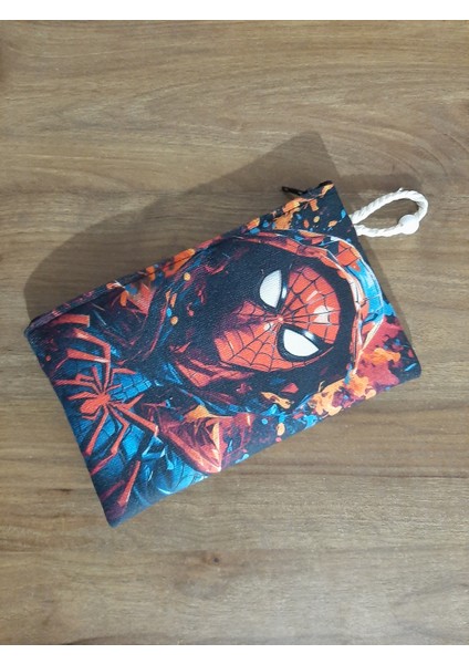 Fantastic Spiderman Desenli Tasarım Bez Kalemlik-Cüzdan
