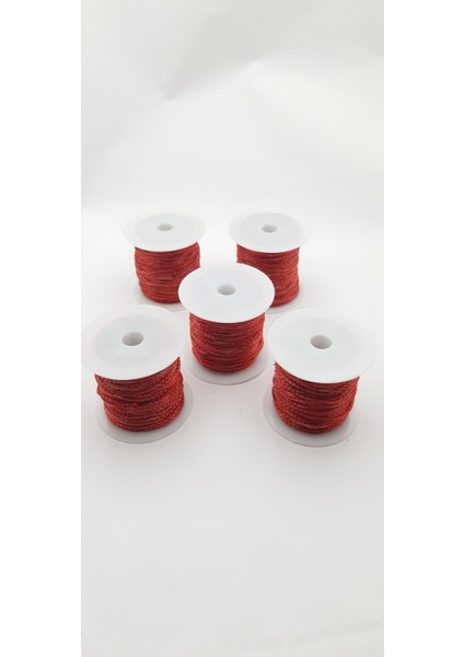 3 No 2 mm Kırmızı Makrome Zincir Örme Ipi (5 Makara Toplam 50 Mt)