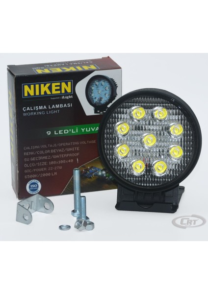 Yuvarlak Çalışma Lambası 9 LED Pro Seri