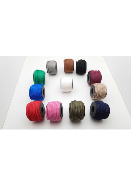 12 Farklı Renkte 6 mm Polyester Içi Dolgulu 1.kalite Eşofman Kapşon Bağ Ipi