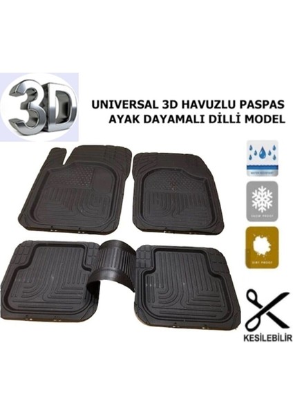 Ssangyong Rexton Araca Uyumlu 3D Lüx Havuzlu Siyah Oto Paspas Takımı