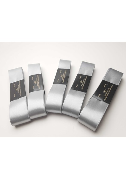 Gri Saten Kurdele 3 cm Genişlik 10 mt Uzunluk (5 Adet)