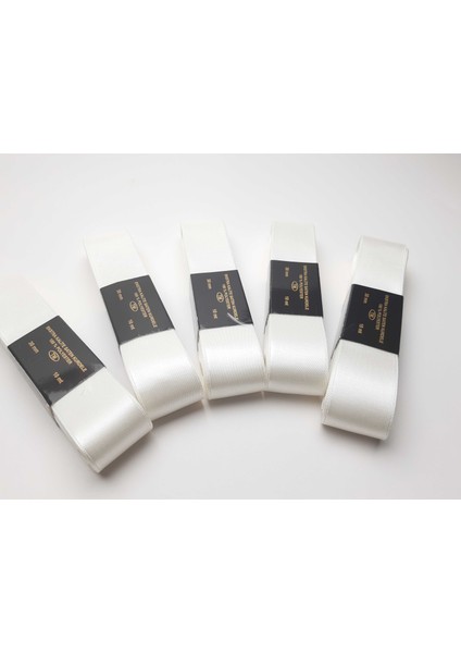 Krem Saten Kurdele 3 cm Genişlik 10 mt Uzunluk (5 Adet)