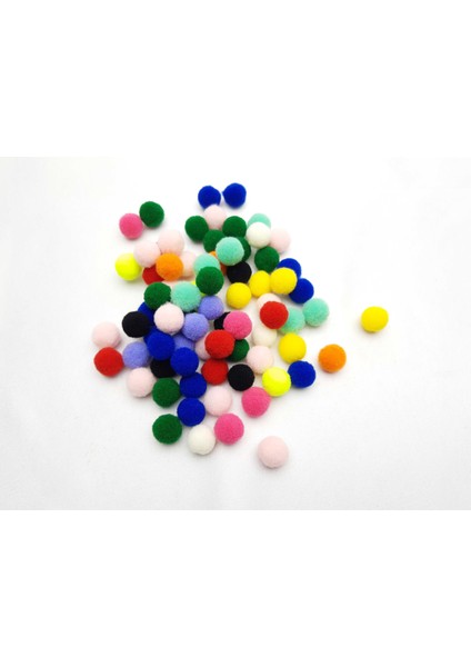15 mm Karışık Renkli Kadife Ponpon 100 Adet 1 Poşet