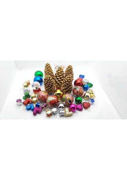 Yılbaşı, Yeni Yıl Noel Ağacı, Tam Set Parti Süsleme Malzemeleri Model 06