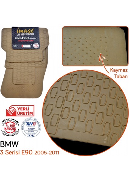 Bmw 3 Serisi (E90) 2005-2011 Bej Kauçuk Paspas 4 Parça