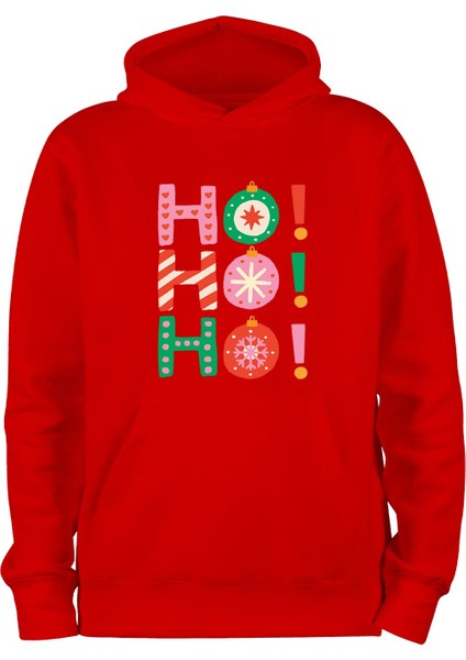 Noel Ho Ho Ho Tarz Kapşonlu Sweatshirt