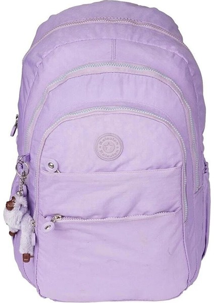 Kırınkıl Su Itici Kumaş 5 Bölmeli Aksesuarlı Okul Sırt Çantası SYG1625-MOR