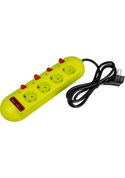 Vea VE-E40USB 4lü 2 Usbli 1.5 Metre Ayrı Anahtarlı Grup Priz Byr [byrtek]