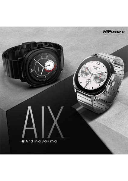 AIX Bluetooth 5.3 IP68 Su Geçirmez Always On Display AMOLED Ekran 1.43 inç Arama Özellikli iOS&Android Uyumlu Nabız Spor Kan Oksijen Takibi 37mm Akıllı Saat Siyah