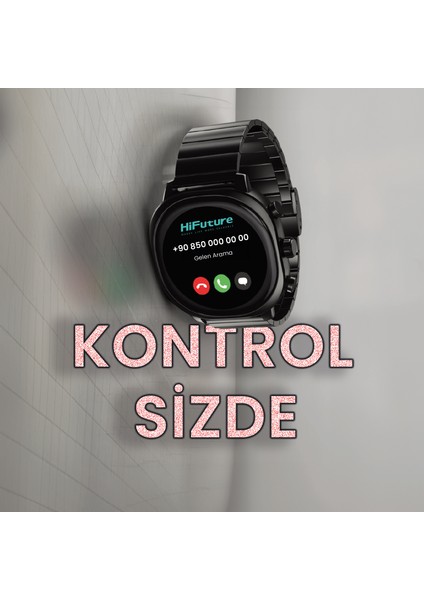 AIX Bluetooth 5.3 IP68 Su Geçirmez Always On Display AMOLED Ekran 1.43 inç Arama Özellikli iOS&Android Uyumlu Nabız Spor Kan Oksijen Takibi 37mm Akıllı Saat Siyah