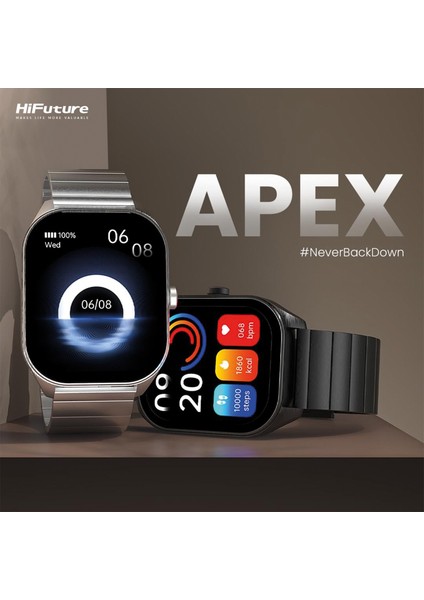 APEX Bluetooth 5.3 IP68 Su Geçirmez Always On Display AMOLED Ekran 2.04 inç Arama Özellikli iOS&Android Uyumlu Nabız Spor Kan Oksijen Takibi 52mm Akıllı Saat Gümüş